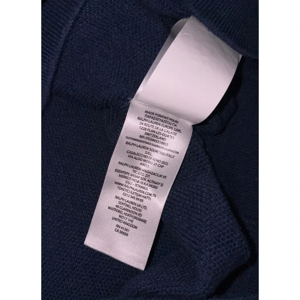 Polo Ralph Lauren Quarter Zip Navy Blue Textured Sweater Mens Size Medium